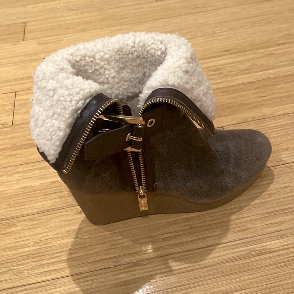 Michael Kors sherpa wedge bootie
